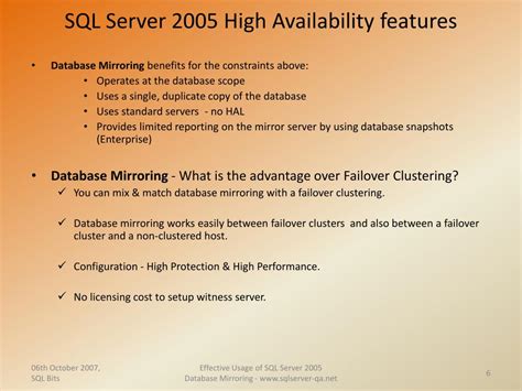 Ppt Effective Usage Of Sql Server 2005 Database Mirroring Powerpoint Presentation Id4992771