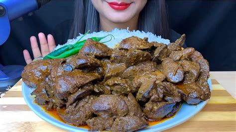 ASMR EATING CHICKEN LIVER CURRY WITH RICE MUKBANG EATING SHOW