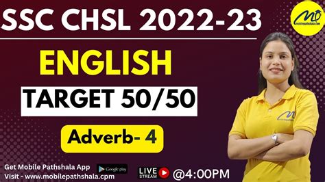 SSC CHSL English 2022 Adverb SSC CHSL Complete English Questions