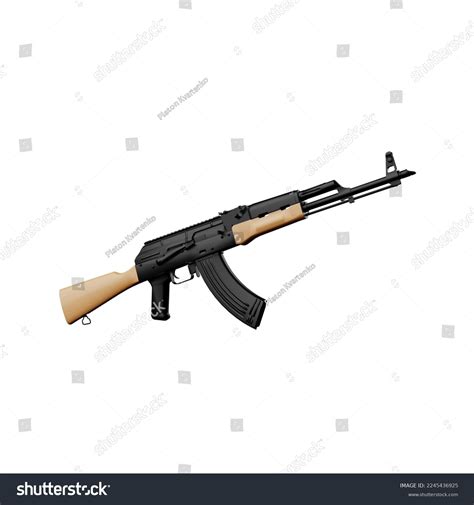 3d Ak47 Assault Riffle Icon Avtomat Stock Illustration 2245436925