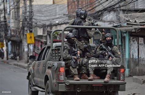 Special Forces Security Personnel Patrol The Rocinha Favela In Rio De