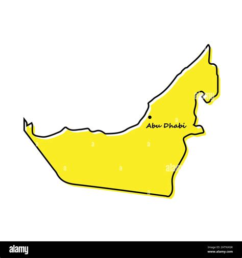 Simple Outline Map Of United Arab Emirates With Capital Location