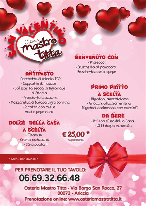 Menù Di San Valentino Osteria Mastro Titta