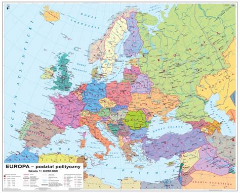 Europa Podział polityczny Polska w Europie Mapa ścienna dwustronna