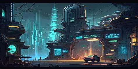 Entorno De Fondo D Cyberpunk City Para Un Juego M Vil Battle Arena