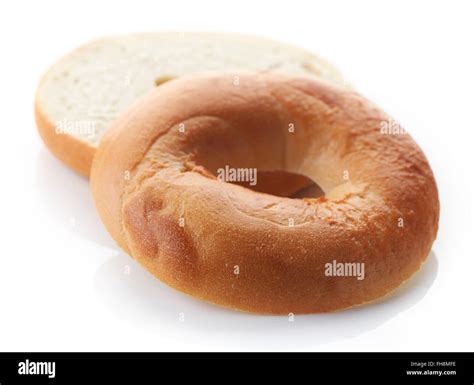 Fresh Bagel Isolated On White Background Stock Photo Alamy