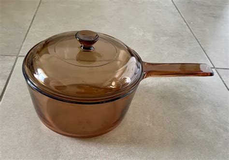 CASSEROLE AVEC COUVERCLE En Verre Vision Corning France TBE EUR 19 00