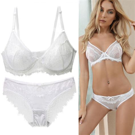 Women S Push Up Sexy Bras Set Transparent Lingerie Lace Underwear 34 36