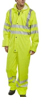 Beeswift Bseen Pu Super B Dri Breathable Hi Vis Coverall Saturn