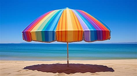 Premium Ai Image Colorful Beach Umbrella