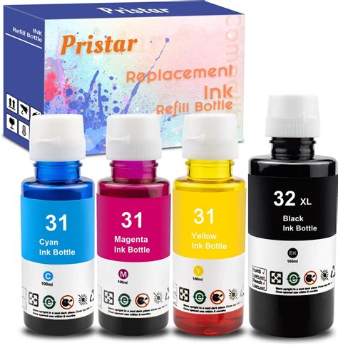 Pristar Compatible Ink Bottle Replacement For HP 31 32XL Dye Ink Work