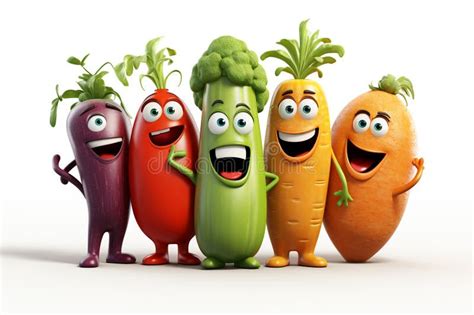 Cute Vegetables Character Animated Cartoon Style Animated Expressions