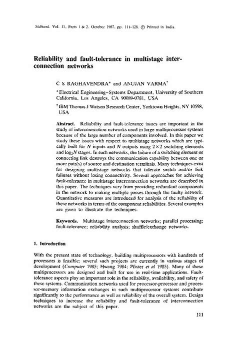 Pdf Reliability And Fault Tolerance In Multistage Interconnection