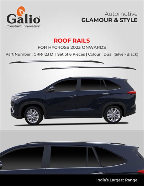 Galio Silver Black Roof Rails Compatible With Toyota Innova Hycross 20