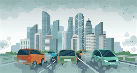 Cars Air Pollution Polluted Air Environment At City Vehicle Traffic