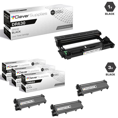 Compatible Brother Dr630 Tn660 Black Drum And 3 Toner Cartridge Set