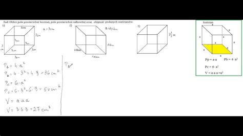 Pole powierzchni bocznej całkowitej i objętość sześcianu YouTube