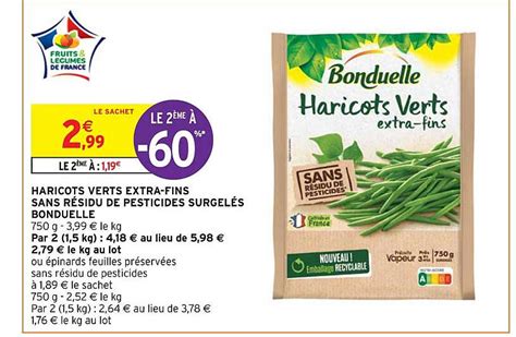 Promo Haricots Verts Extra Fins Sans R Sidu De Pesticides Surgel S