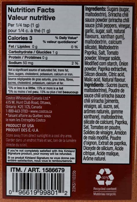 Costco Kirkland Signature Sriracha Seasoning Review Costcuisine