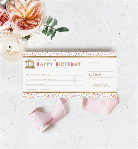 Dot Multi | Printable Birthday Cheque Gift Voucher Template – Black Bow ...