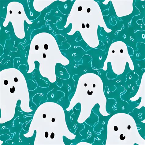 Cute Ghosts Create A Pattern Of Adorable Ghost Characters Floating