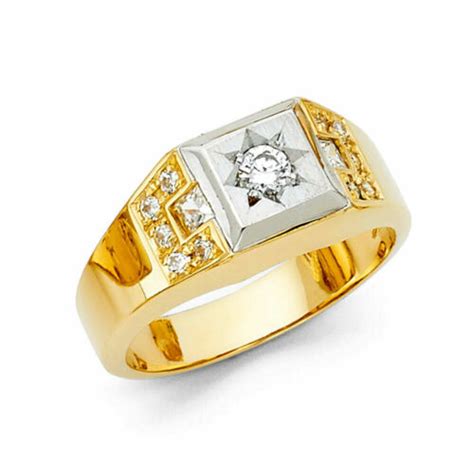 K Yellow Gold Cubic Zirconia Men S Gold Ring Avg Weight