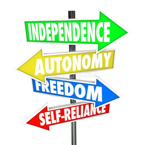 Independence Road Sign Arrows Autonomy Freedom Self Reliance Stock