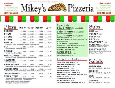 Menu At Mikey S Pizzeria Hale Hale