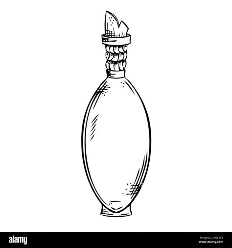 Isolated vector bottle. Line art empty transparent glass vial, bottle ...