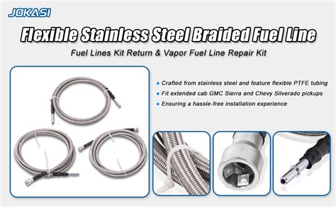 Dilomber Stainless Steel Braided Fuel Lines Kit Flexible Stainless Steel Braided