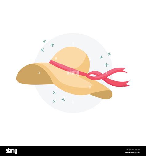 Vector Illustration Of A Wide Brimmed Hat With A Ribbon Summer Hats