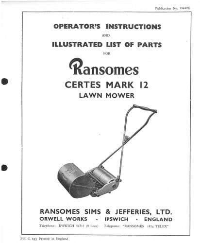 Ransomes Garden Mower Manuals