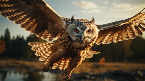 Premium Ai Image Owl Flying In The Sky