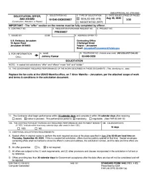 Fillable Online Standard Form Solicitation Offer And Award