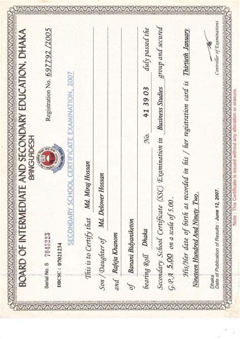 Ssc Certificate