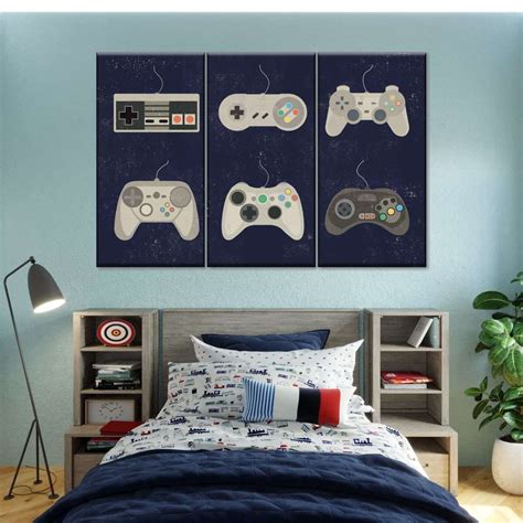 Video Game Controller Evolution Wall Art Gamer Bedroom Ideas Boys Bedroom Decor Bedroom Themes