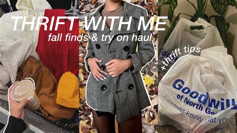 THRIFT WITH ME Try On Haul Fall Thrifting Vlog YouTube