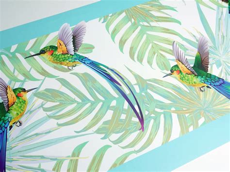 Peel & Stick Wallpaper Border Tropical Hummingbirds. Self Adhesive Wall ...