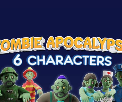 ArtStation - 6 Cartoon Zombie APOCALYPSE Characters with Rig and ...