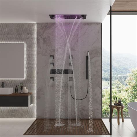 CASAINC Système de douche thermostatique à pluie et à DEL 36 pouces