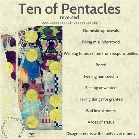 Ten Of Pentacles Reversed Tarot Card Meanings Pentacles Tarot Tarot