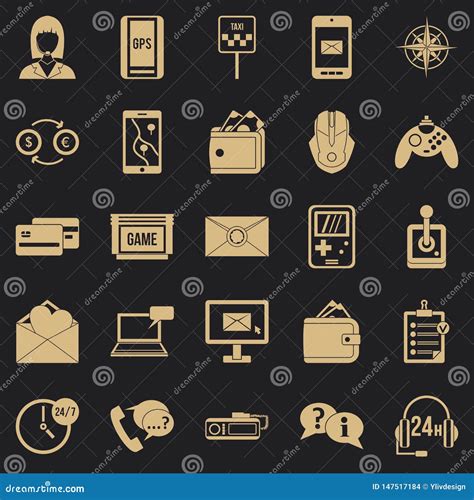 General Information Icons Set Simple Style Stock Vector Illustration