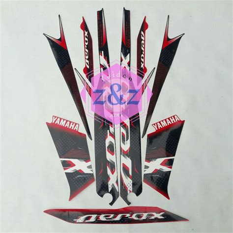 Stiker Striping Body Motor Yamaha Aerox Vva 155 2022 Hitam Merah