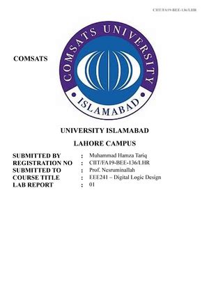 Lab Manual Dld Comsats University Islamabad Cui Lahore Campus