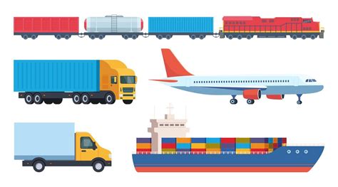 Freight Transport Icons Set Cargo And Delivery Logistics And Freight