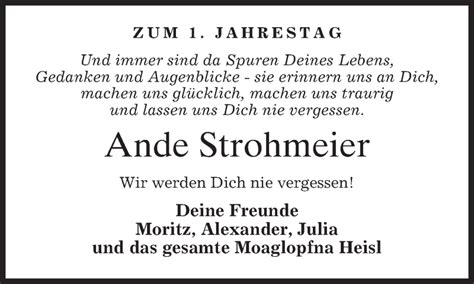 Traueranzeigen Von Ande Strohmeier Trauer Merkur De