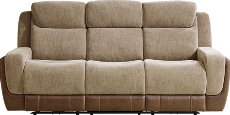 State Street Camel Brown Chenille Fabric Dual Power Reclining Sofa Rooms To Go