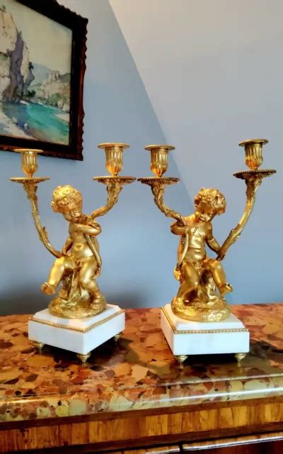 Paire De Cand Labres En Bronzes Dor S Jeunes Bacchus Bacchante Style