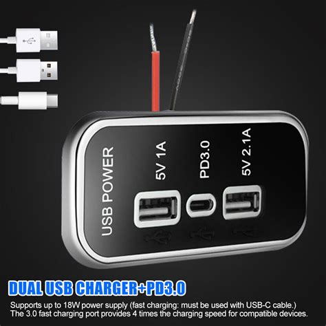 V Auto Dual Usb Typ C Ladeger T Buchse Licht Einbau Steckdose F R