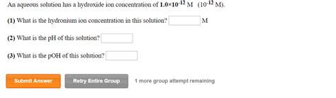 Solved An Aqueous Solution Has A Poh Of 11 1 What Is The